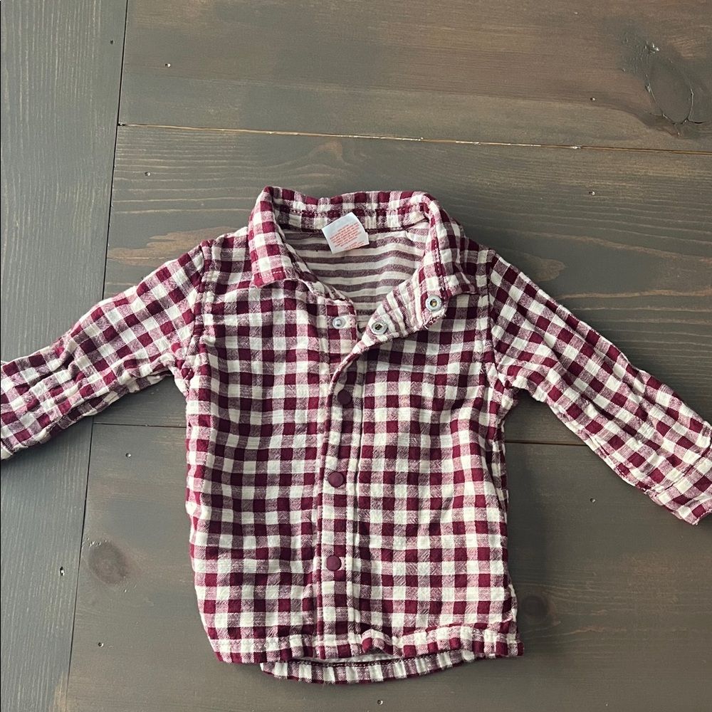 Cat & Jack Burgundy and White Checkered Kids Shirt